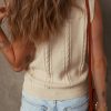 Women's Jet Stream Embroidered Floral Cable Knit Sweater Vest for Elegant Layering - Image 2