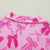 Women's Pink Bow Print Half Sleeve Shirt and Shorts Pajamas Set - Image 17