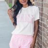 Women's White MAMA Printed Tee and Plaid Shorts Lounge Set for Casual Comfort - Image 2