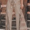 Women's Smoke Gray Boho Lace Patchwork High Waist Wide Leg Pants - Image 8