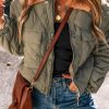 Women's Jungle Green Quilted Puffer Jacket with Teddy Collar and Flap Pockets - Image 5