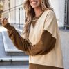 Women's Apricot Color Block Thumbhole Sleeve Drop Shoulder Sweatshirt - Image 8