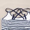 Women's Blue Stripe Drawstring Tummy Control 2-Piece Tankini Swimsuit - Image 28