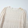 Women's White Geometric Lace Buttoned Long Sleeve Blouse - Image 11