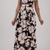 Women's Black Floral Cutout Square Neck Knot Back Sleeveless Maxi Dress - Image 9