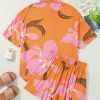 Women's Russet Orange Floral Print Tunic Shirt and Loose Shorts Set - Casual Summer Outfit - Image 8