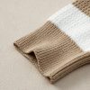 Women's Light French Beige Colorblock Striped Drop Shoulder Sweater with Side Slit - Image 20