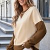 Women's Apricot Color Block Thumbhole Sleeve Drop Shoulder Sweatshirt - Image 3