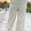 Women's Plus Size Beige Smocked High Waist Wide Leg Pants - Casual & Comfy - Image 3