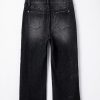 Women's Carbon Grey High Waist Flared Jeans with Mineral Wash and Raw Hem - Image 5