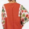 Women's Desert Gold Floral Puff Sleeve Blouse - Elegant Patchwork Design - Image 3