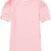 Women's Chic Pink Flower Geometric Textured Button Short Sleeve Top - Image 22