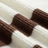 Women's Brown Striped Accent Notched V Neck Cropped Sweater T-Shirt - Image 10