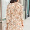 Women's Yellow Boho Floral V Neck Ruffled Empire Waist Long Sleeve Mini Dress - Image 2