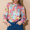 Women's Multicolour Abstract Printed Long Sleeve Casual Shirt - Image 4