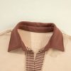 Women's Light French Beige Striped Colorblock Patchwork Collar Sweatshirt - Image 7