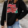 Women's Black Merry & Bright Christmas Tree Pattern Baggy Sweatshirt - Image 10