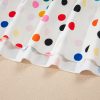 Women's White Colorful Polka Dot Short Sleeve Tiered Ruffled Babydoll Blouse - Image 20