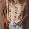 Women's Jet Stream Embroidered Floral Cable Knit Sweater Vest for Elegant Layering - Image 6