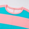 Women's Light Blue Colorblock Striped Drop Shoulder Long Sleeve Top - Image 10