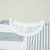 Women's Gray Stripe Mixed Printed Short Sleeve Shift Mini T-Shirt Dress - Image 9