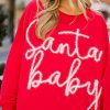 Women's Fiery Red Santa Baby Tinsel Graphic Oversize Sweatshirt - Image 5