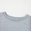 Women's Light Grey Waffle Patchwork Long Sleeve Pullover Top - Image 13