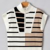 Women's Black Stripe Colorblock Quarter Zip Collar Sweater Vest - Stylish and Modern - Image 10