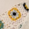 Women's Apricot Hollow Out Floral Crochet Short Sleeve Crewneck Sweater - Image 8