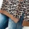 Women's Khaki Leopard Contrast Trim Short Sleeve Loose Plus Size Top - Image 8