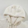 Women's Beige Fleece Zip Up Hooded Jacket with Pocket - Image 8