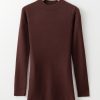 Women's Coffee Slim Fit Mock Neck Side Slit Sweater Dress - Image 6