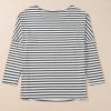 Women's Gray Stripe Oversized Long Sleeve Top with Drop Sleeves - Image 8