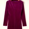 Pitaya Pink Velvet High Neck Ruched Long Sleeve Bodycon Dress - Image 13