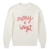 Women's White Striped Merry Bright Letter Christmas Sweater - Image 13