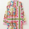 Women's Multicolor Boho Floral Print Buttoned Long Sleeve Shirt Dress - Image 7