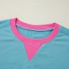 Women's Light Blue Colorblock Patchwork Crew Neck Sweatshirt - Image 7