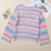 Women's Purple Multi Stripe Open Knit Sweater Beach Cover Up - Image 11