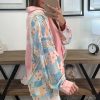 Women's Pink Stripe Floral Patchwork Tunic Shirt - Chic Loose Fit Design - Image 2