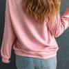 Women's Pink Leopard Bowknot Printed Crewneck Sweatshirt - Image 4