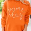 Women's Orange Rhinestone Drop Shoulder Game Day Sweatshirt - Image 2