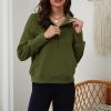 Women's Moss Green Quarter Zip Sweatshirt with Kangaroo Pocket - Image 9