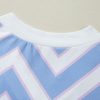 Women's Sky Blue Zigzag Striped Print V Neck Oversized Long Sleeve Top - Image 6