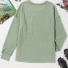 Women's Clearly Aqua Solid Color Corded Drop Shoulder Long Sleeve Top - Image 6