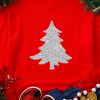 Women's Red Silver Christmas Tree Printed Drop Shoulder Sweatshirt - Image 3