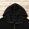 Women's Black Fleece Lined Half Zip Kangaroo Pockets Hoodie - Image 13