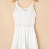 Women's White Lace Spaghetti Strap V Neck Loose Fit Romper - Elegant Summer Jumpsuit - Image 18