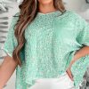 Women's Moonlight Jade Sequin Batwing Sleeve V Neck Velvet Blouse for Night Out - Image 4