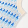 Women's Sky Blue Stripe Geometric Print Round Neck Slim Fit Sweater Vest - Image 9