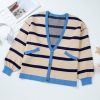 Women's Relaxed Fit White Colorblock Drop Shoulder Button Cardigan - Image 11